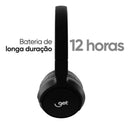 Headphone Get Go Bluetooth 12 Horas De Reprodução Microfone Embutido Controle De Volume E Músicas Haste Ajustável Conchas Acústicas