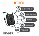 Power Bank Kaidi Kd-999 Indução 10.000mah Usb-c Turbo Tipo A