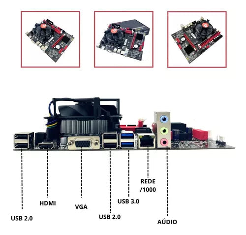 Kit Upgrade Core I3 + Placa Mãe Lga 1155 + 8gb Ddr3 Cor Preto