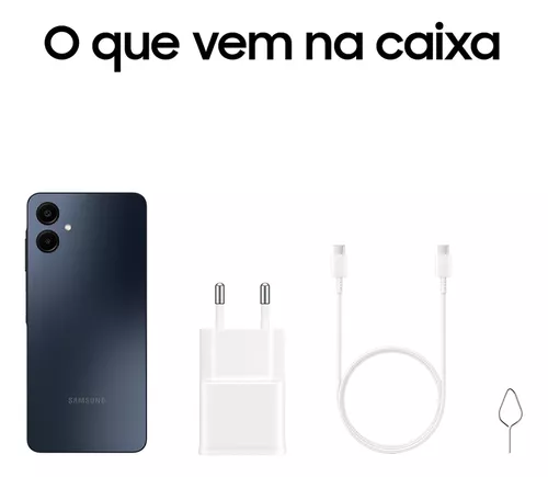 Smartphone Samsung Galaxy A06 4G 128GB 4GB RAM Dual Chip Câmera Traseira 50+2MP Frontal 8MP Tela 6,7" Azul Escuro