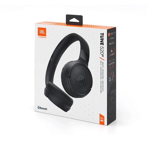 Fone de ouvido Sem Fio Bluetooth 57 Horas de Bateria Dobrável On Ear JBL TUNE 520BT PRETO