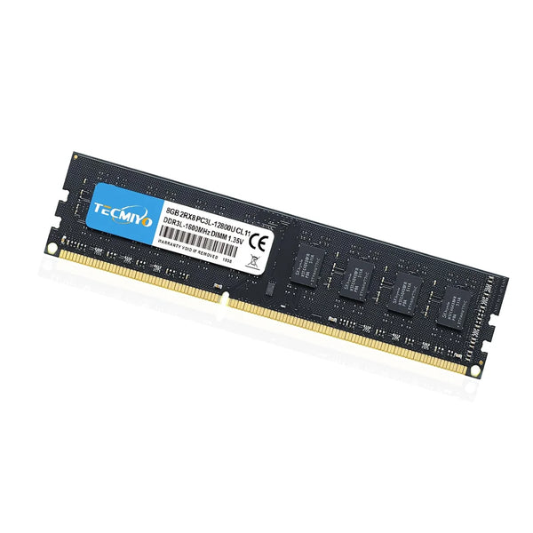 TECMIYO-Preto Memória RAM de Desktop, DDR3, DDR3L, 8GB, 1.35V, 1.5V, PC3, 1600, 1333