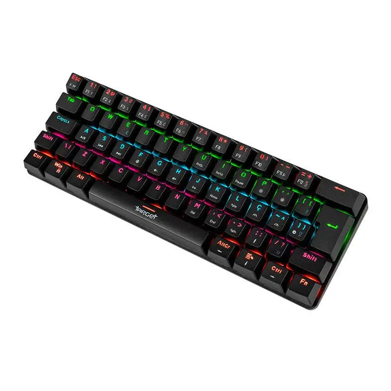 Teclado Mecanico Gamer TGT Sherman Compacto, Rainbow, ABNT2, Switch Azul, Preto, TGT-SHTKL-RBW01