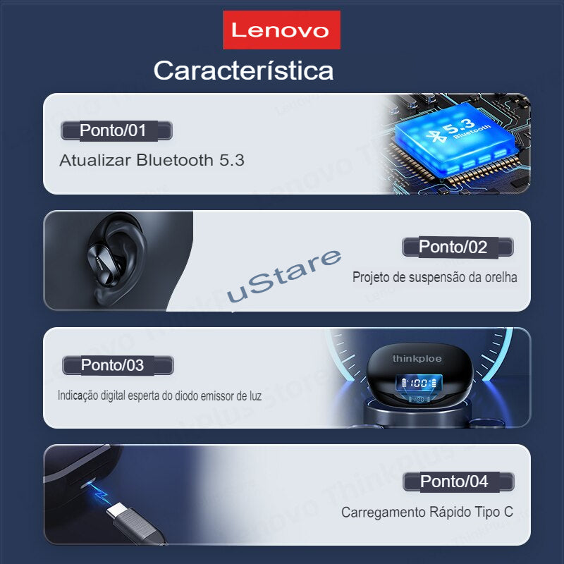 Fone de ouvido bluetooth Lenovo LP75