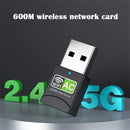 Adaptador WiFi USB de Banda Dupla, 600Mbps, AC600, 2.4GHz, 5GHz, PC, Mini Computador, Receptor de Placa de Rede, 802.11b, N, g, ac