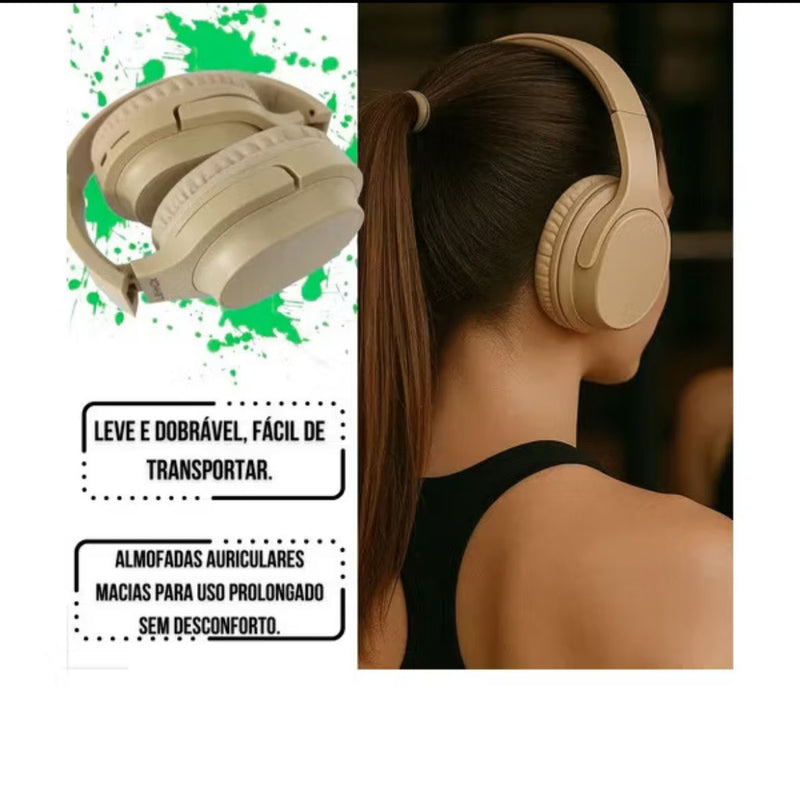 Fone Bluetooth sem Fio Headphone 5.3 Lehmox LEF-1023 Bateria de Longa Duração e Som de Qualidade