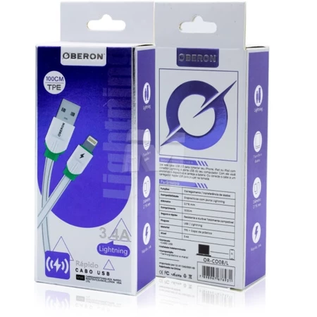 Cabo Carregador para Iphone x Usb 1 Metro para Celular OBERON