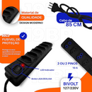 Filtro de linha régua com 6 tomadas tri polar 10 amperes com fusível