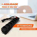 Filtro de linha régua com 6 tomadas tri polar 10 amperes com fusível