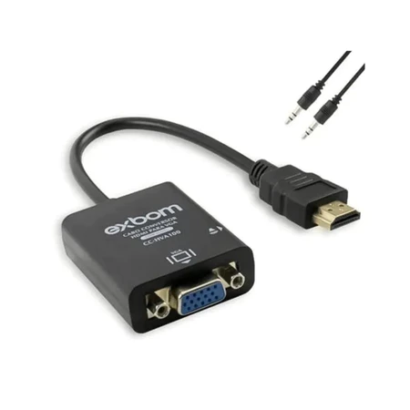 HD Cabo Conversor HDMI Para VGA Exbom CC-HVA100 Com 1 Unidade/2 Unidades Ou 3 Unidades (ALR)