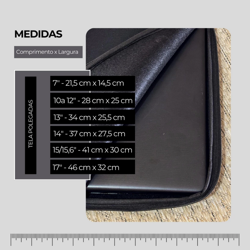 Capa Case Maleta para Notebook Acolchoada 14" ,15" , 15,6" , 17" , 13,3" , 7" , 10" , 12" Polegadas Slim Neoprene