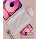 Kit Teclado Mouse Bluetooth Sem Fio Design Moderno Destinado a PC iPad Tablet e Notebook