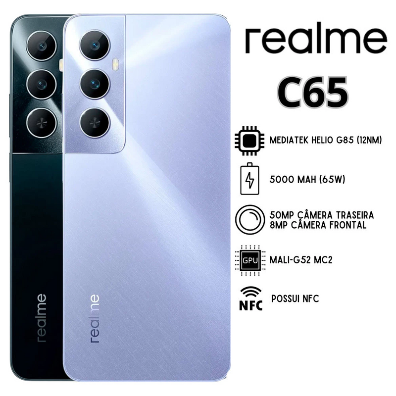 CELULAR Realme C65 4G 256GB NFC Original Lacrado 1 ANO GARANTIA REALME BRASIL